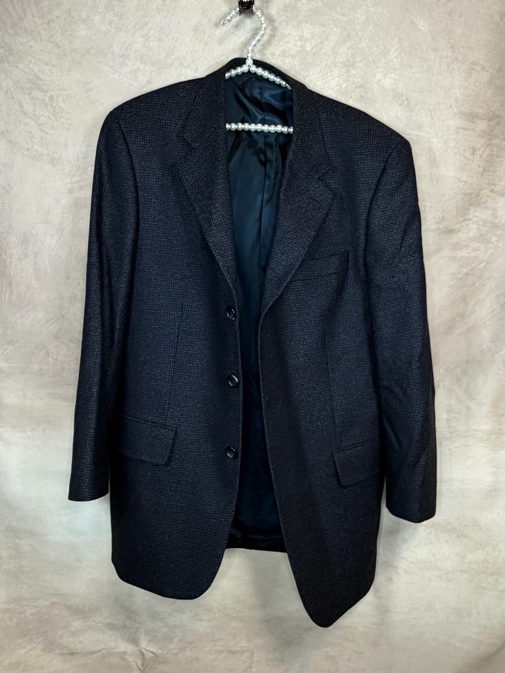 Men's Black Textured Sport Coat Blazer - Classic Three-Button